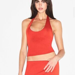 SKIMS Terra Smooth Lounge Halter Top in Vibrant Red-Orange